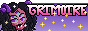 Purple anthropomorphic spider with glitter next to the word 